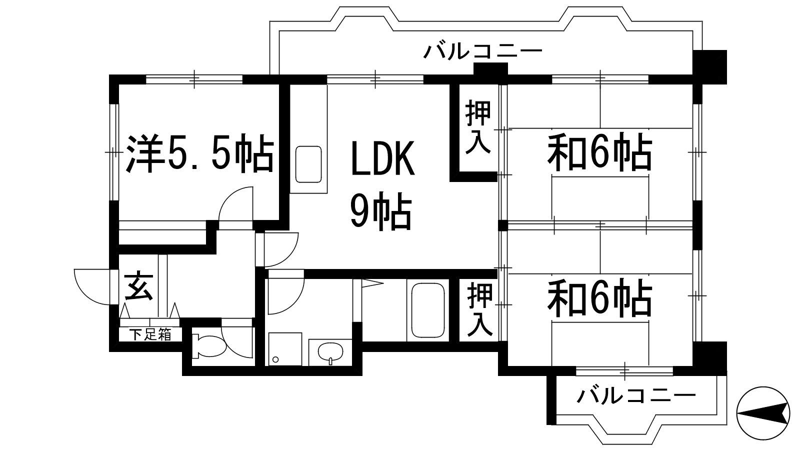 瑞ヶ丘マンション(3LDK/1階)の間取り写真