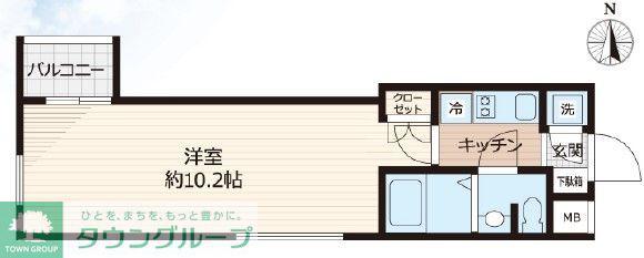 BEVERLY HOMES赤塚公園II(1K/6階)の間取り写真