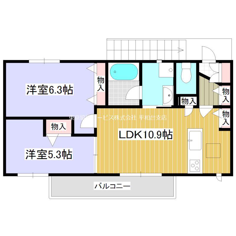 アンベリーユ(2LDK/2階)の間取り写真