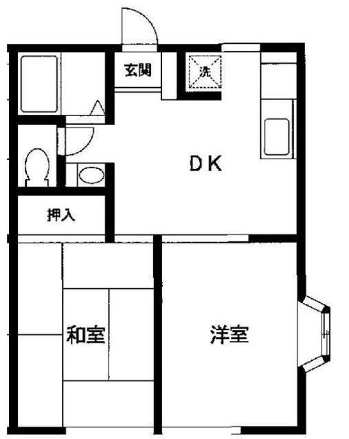 ラフィネ東寺尾(2DK/2階)の間取り写真