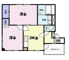 プランド-ル谷上(2DK/2階)の間取り写真