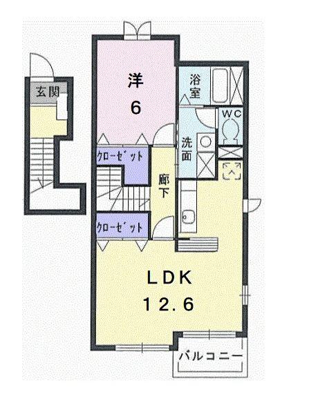 シェーンベルク土器D(1LDK/2階)の間取り写真