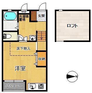 ファミールB(ワンルーム/2階)の間取り写真