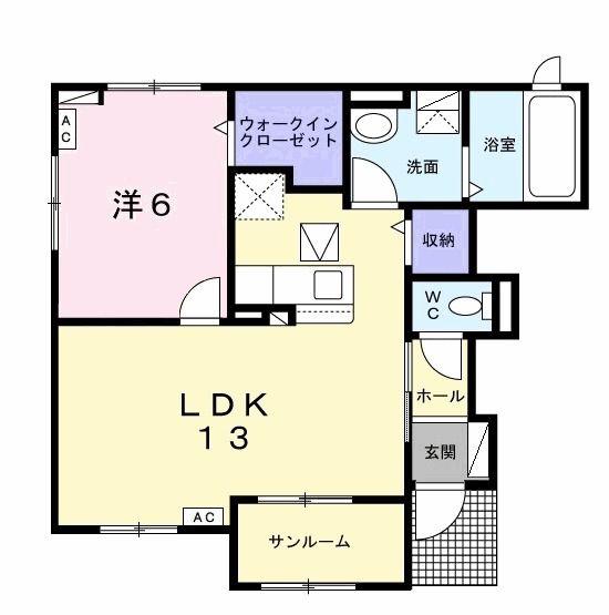 JR東北本線 黒磯駅 バス乗車時間:13分 最寄りバス停で下車 徒歩7分 2階建 築4年(1LDK/1階)の間取り写真