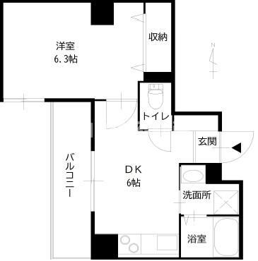 テラスレジデンス梅田東(1DK/5階)の間取り写真