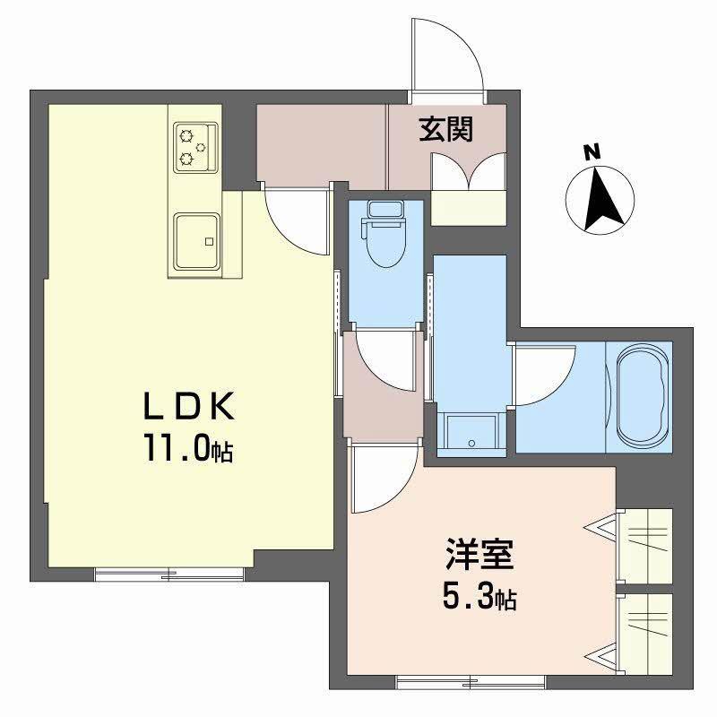 シャーメゾン 栄町(1LDK/1階)の間取り写真