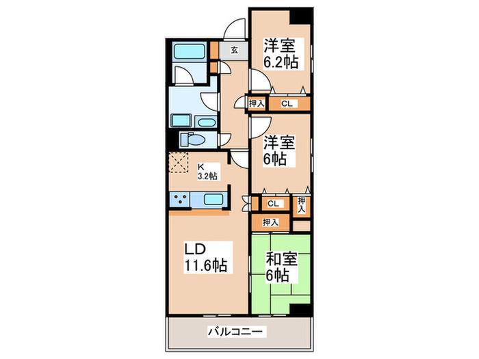 T´S GARDEN横浜岸根公園(3LDK/3階)の間取り写真