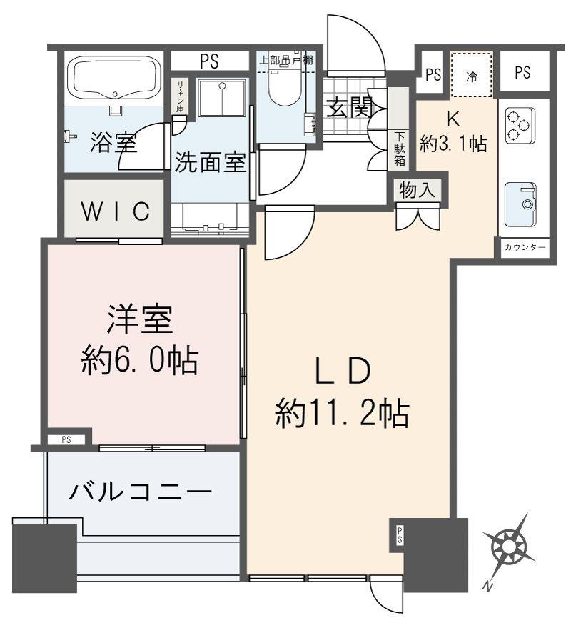 シティタワー有明(1LDK/9階)の間取り写真
