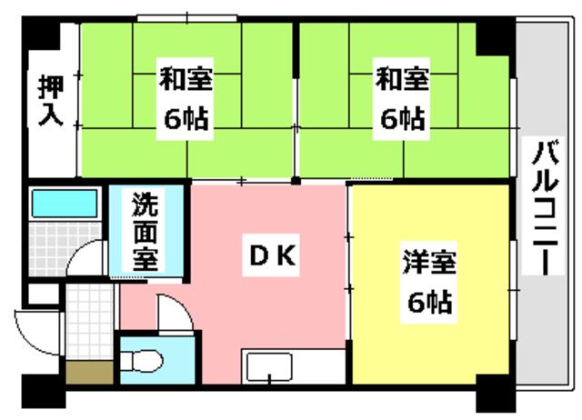 フラワー星見ハイツ(3DK/2階)の間取り写真