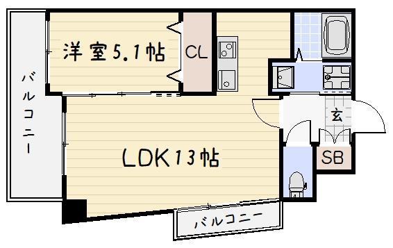 THE SQUARE・SUITE RESIDENCE(1LDK/4階)の間取り写真