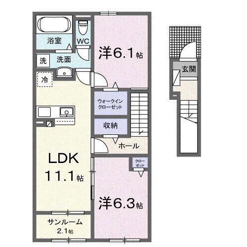 うららII(2LDK/2階)の間取り写真