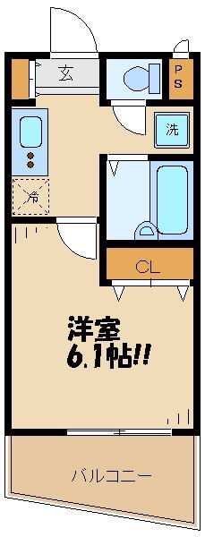 グランピア調布八雲台(1K/3階)の間取り写真