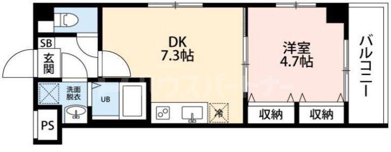 ヒルズ我孫子(1DK/2階)の間取り写真