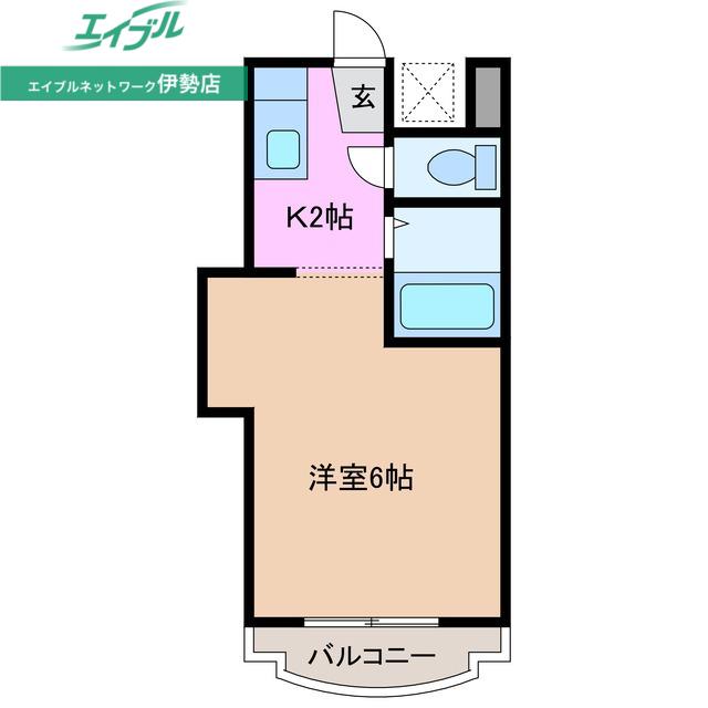 レジデンス岡本(1K/2階)の間取り写真