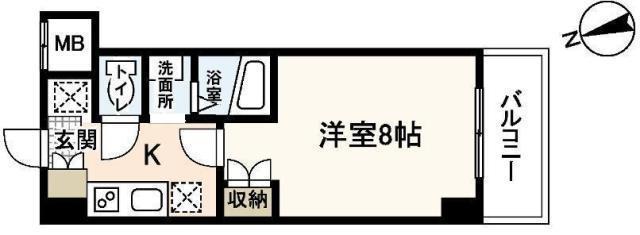 パレグレース中筋(1K/5階)の間取り写真