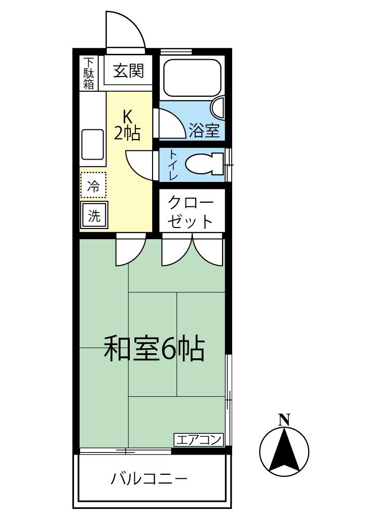 サンハイツ/百合ヶ丘(1K/2階)の間取り写真