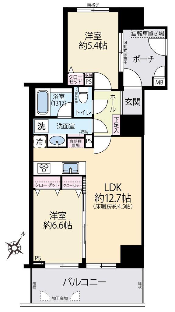 ロワール横濱レムナンツ(2LDK/7階)の間取り写真