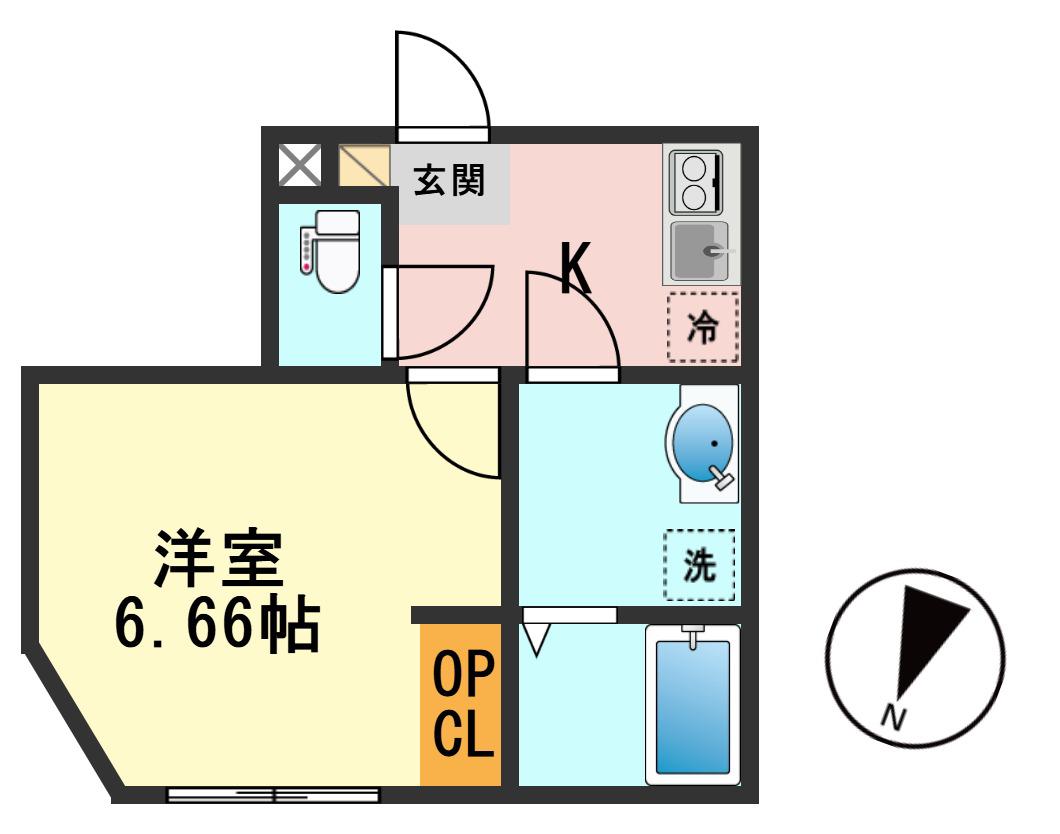 カインドネス西瑞江(1K/2階)の間取り写真