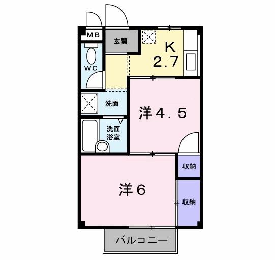 コーポラス葵(2K/2階)の間取り写真
