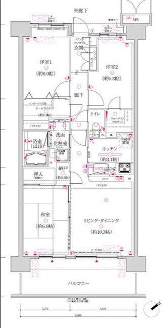 ネバーランド北小金サンフォート(3LDK/6階)の間取り写真