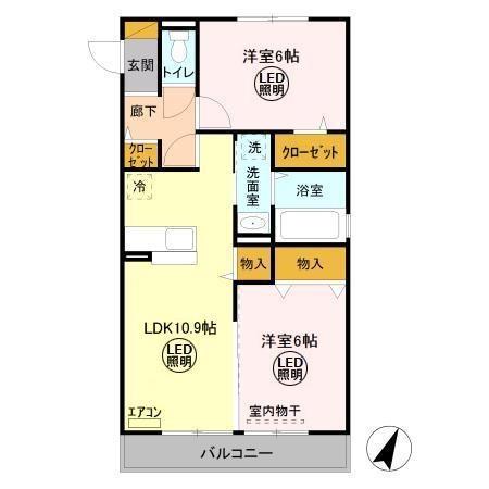 レジデンスFUJI(2LDK/3階)の間取り写真