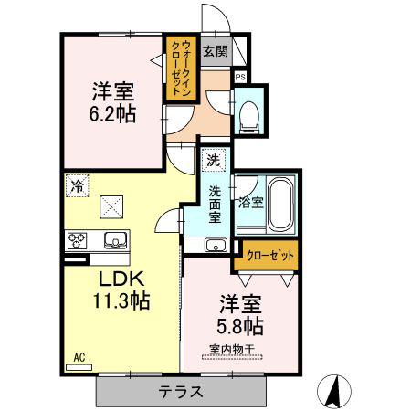 プログレス(2LDK/1階)の間取り写真