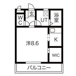 ベルシャトレ三島(1K/2階)の間取り写真
