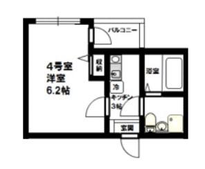 コンフォルタ日吉(1K/1階)の間取り写真