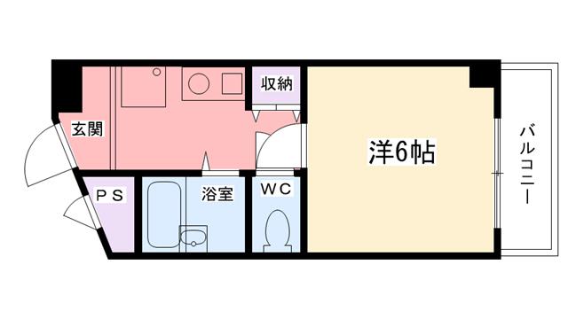 ウエストパレス(1K/4階)の間取り写真
