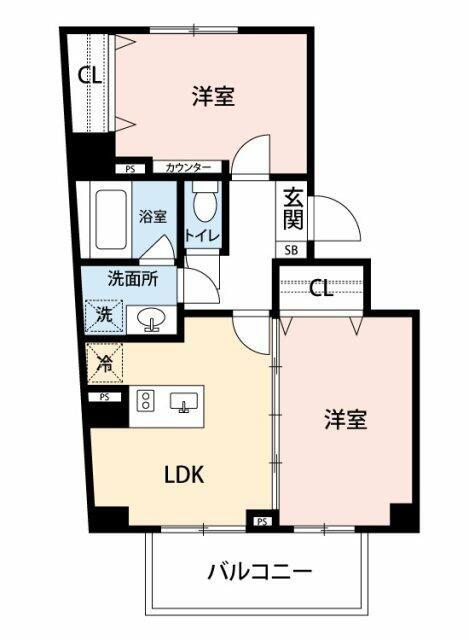 レジディア六本木檜町公園(2LDK/4階)の間取り写真