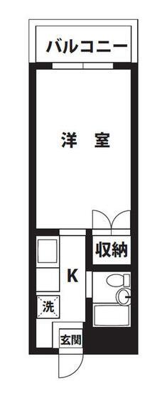 パークサイドさがみ野(1K/2階)の間取り写真
