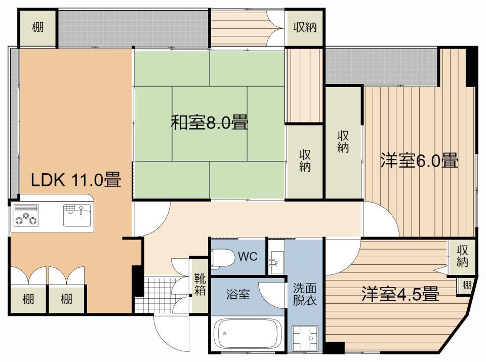 大山ハイツ(3LDK/2階)の間取り写真