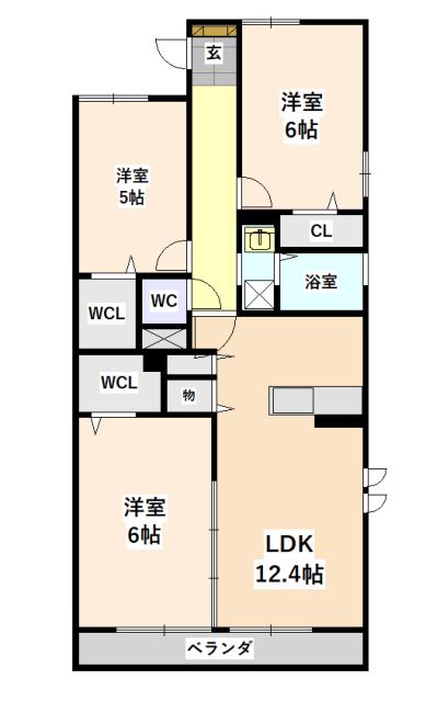ハレガーデン白萩(3LDK/3階)の間取り写真