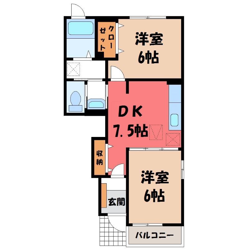 パルファン(2DK/1階)の間取り写真