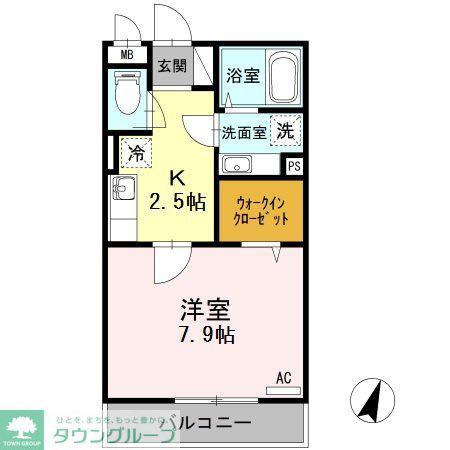 D-ROOM堀之内(1K/1階)の間取り写真