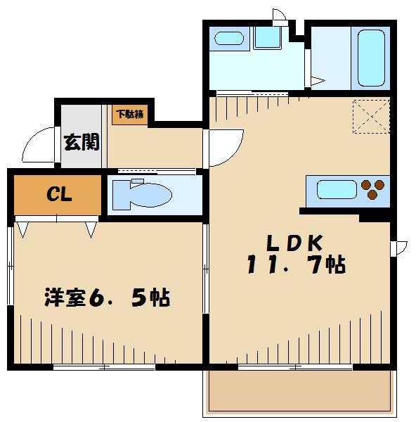 ミレナリオS(1LDK/1階)の間取り写真