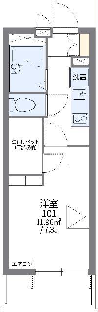 レオパレスフォレ流山(1K/1階)の間取り写真
