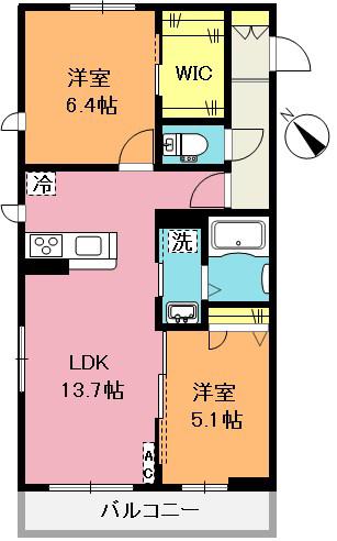 SHMヴェルフォーレ ドゥ(2LDK/1階)の間取り写真