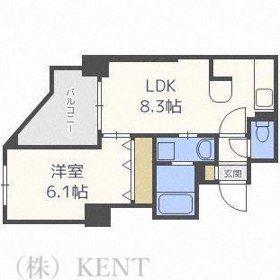 クラッセ宮の森ガーデン(1LDK/7階)の間取り写真