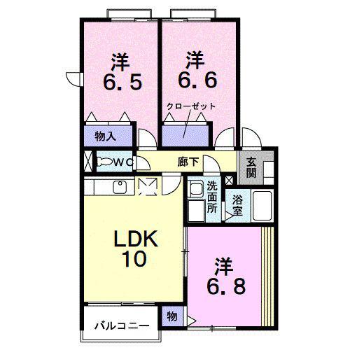 ラフォーレ.I(3LDK/2階)の間取り写真