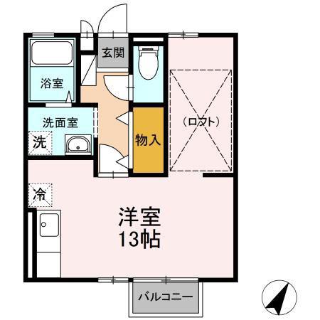 セジュールTOMO A棟(ワンルーム/2階)の間取り写真