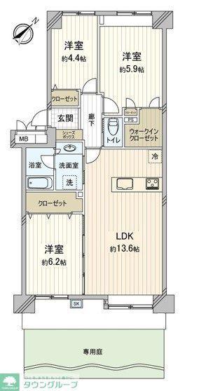パークハイム浦和(3LDK/1階)の間取り写真