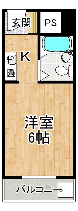 昌栄マンション(ワンルーム/2階)の間取り写真