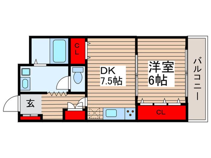 メイプル森戸2(1DK/3階)の間取り写真