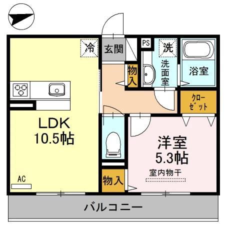 プランドール花田II(1LDK/2階)の間取り写真