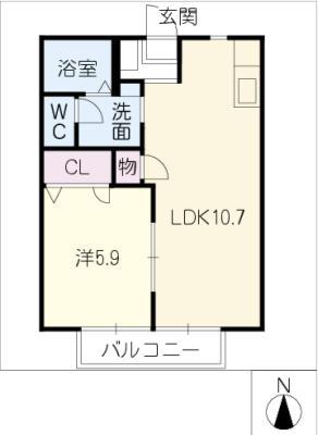 DIAS SUZUKI A棟(1LDK/2階)の間取り写真