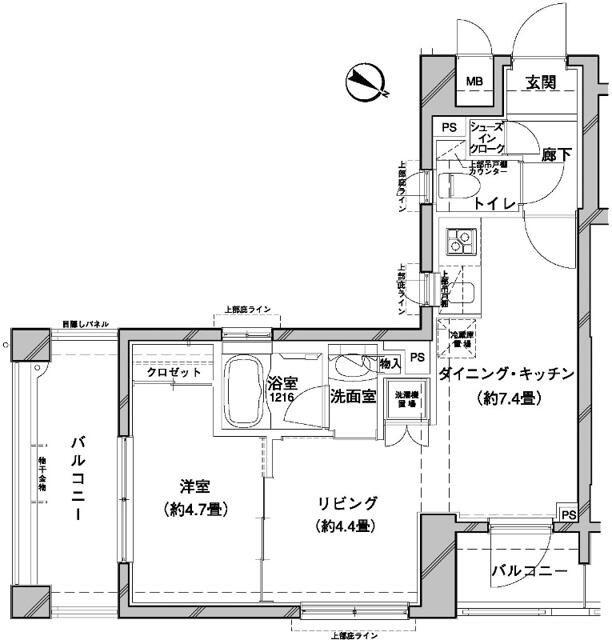 THEパームス田園調布(1LDK/2階)の間取り写真