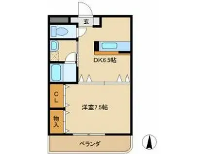 サンパレス総社(1DK/3階)の間取り写真