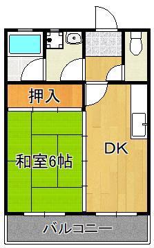 コンプレート中津口(1DK/3階)の間取り写真