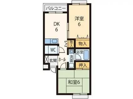 サンモール パートII(2DK/2階)の間取り写真